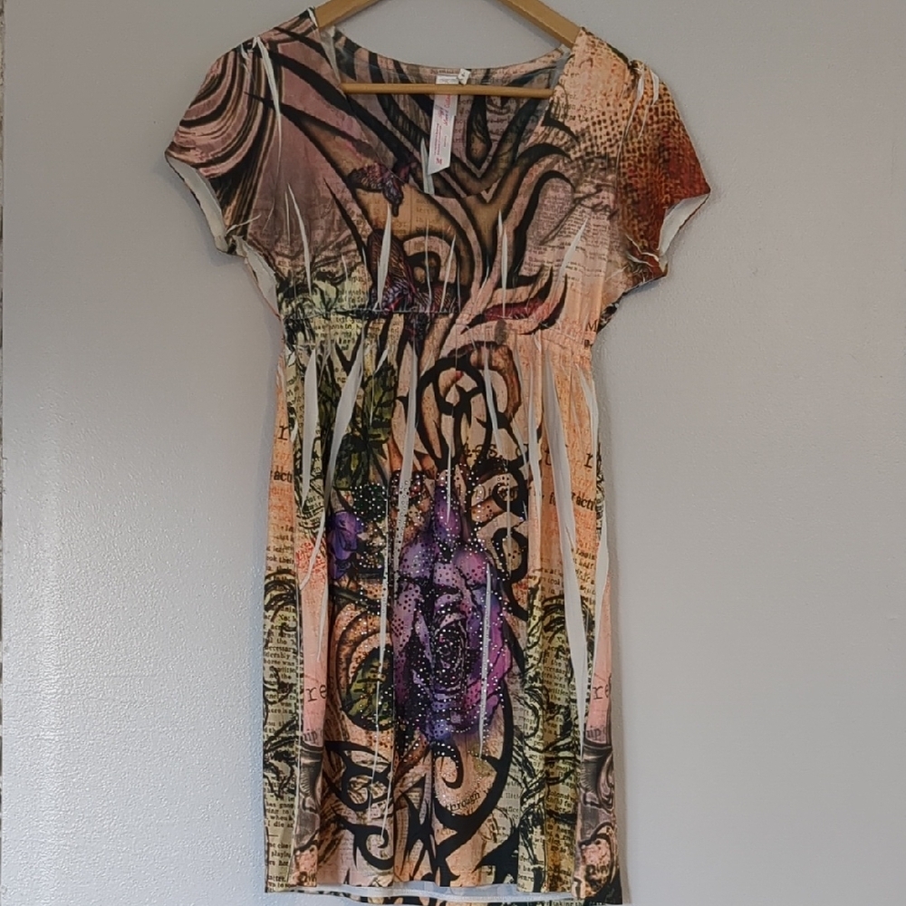 Cristinalove Dress Women's Size Medium Mini Rocker Festival Whimsigoth Abstract